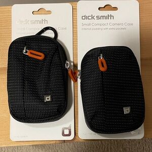 Black Small Compact Camera / Phone Case with Orange Accents